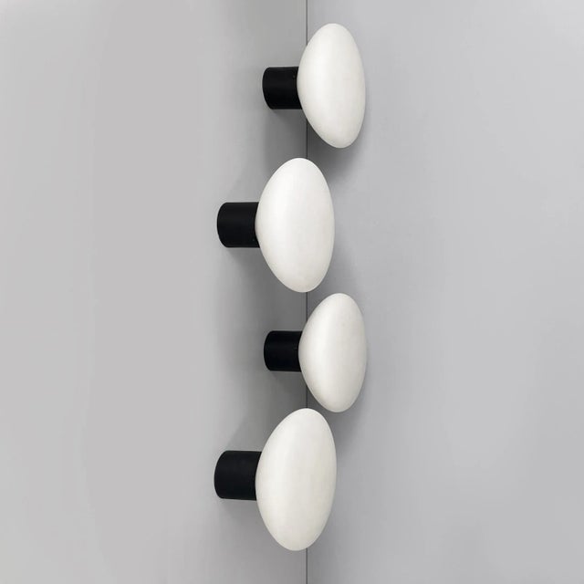 Mid-Century Modern Italian Wall Lamps in Opaline Glass and Black Metal, 1950s, Set of 4 For Sale - Image 13 of 13