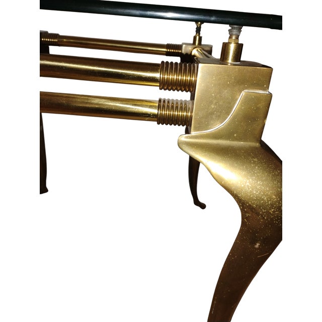 Exquisite 1960 Vintage Brass and Glass Table in the Sophisticated Hollywood Regency Style by LaBarge For Sale In Raleigh - Image 6 of 12