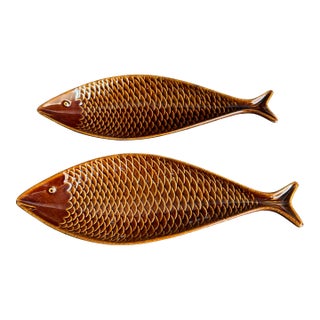 Stig Lindberg Gustavsberg Fish Fladen Fish Dishes Bowls a Pair Mid Century For Sale