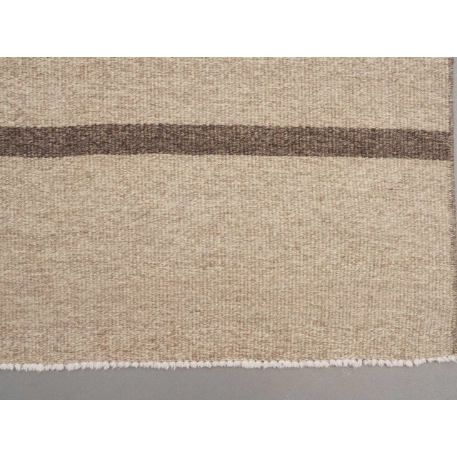 1970s Vintage Handmade Wool Cotton Beige Runner Rug For Sale - Image 10 of 11