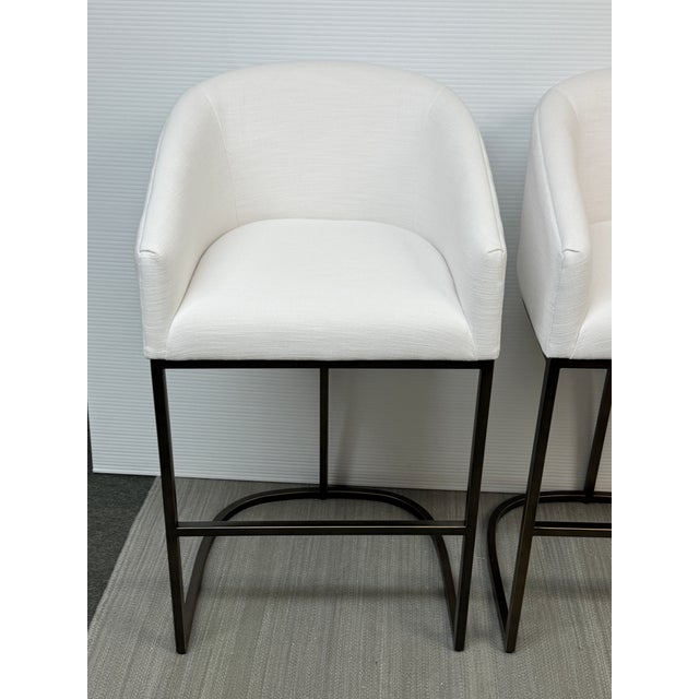 White Restoration Hardware Emery Bar Stools, Pair For Sale - Image 8 of 12