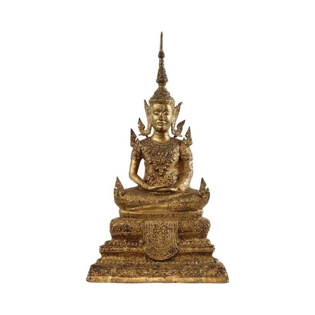 Thai Artist, Large Bronze Buddha, 1800s, Bronze and Gold Leaf For Sale - Image 12 of 12