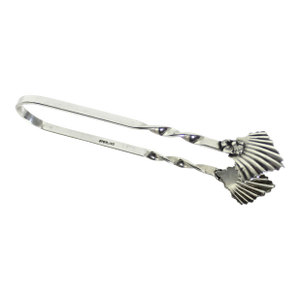 Vintage Sterling Silver Shell or Leaf Sugar or Ice Tongs Bar Cart Styling BonBon Hallmark