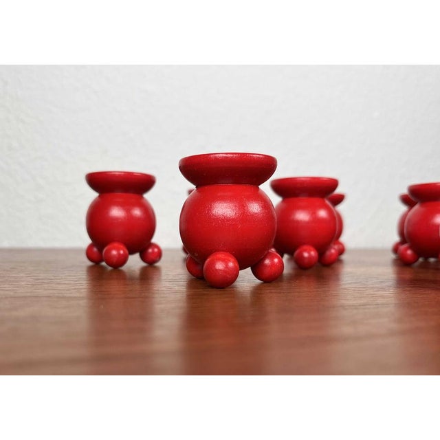 Mid-Century Traditional Swedish Wooden Christmas Candleholders, 1960s, Set of 12 For Sale - Image 11 of 13