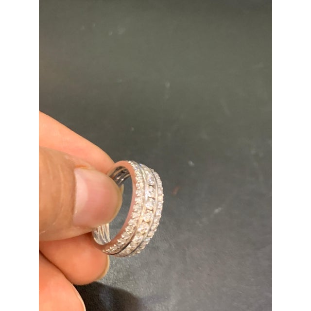 1.5 Carat Diamond Half Eternity Band 14 Karat White Gold 3-Row Band For Sale - Image 13 of 18