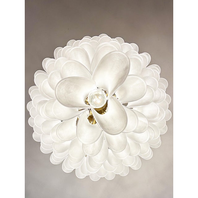 Contemporary Frosted “Selle” Murano Glass Chandelier in Mazzega Style by Simoeng For Sale - Image 4 of 8
