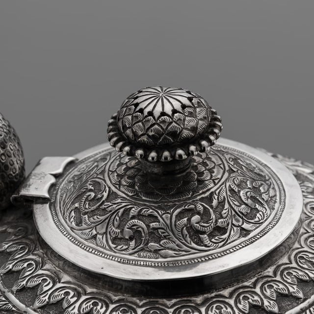 Silver 19th Century Antique Indian Kutch Silver Tea Service, Set of 3 For Sale - Image 8 of 18