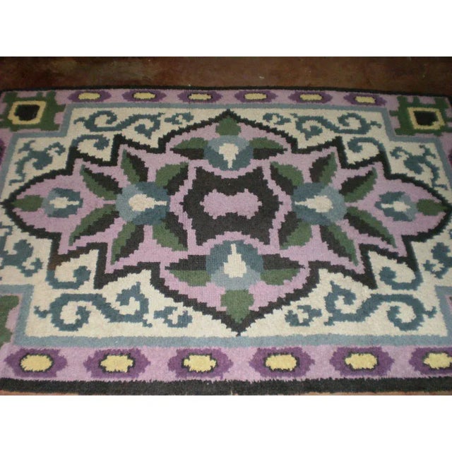 Textile 1930s French Art Deco Geometric Rug-5'8" X 3' 9" For Sale - Image 7 of 12