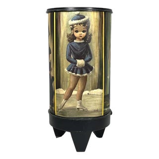 1960s Mid Century Modern Big Eyes Girl Table Lamp - Signed Eden For Sale