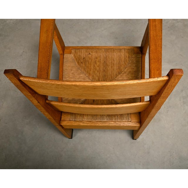 Dutch Art Deco the Hague School Armchair in Oak and Straw, 1930s For Sale - Image 17 of 18