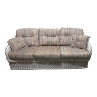Vintage Henry Link Attributed Wicker Sofa and Loveseat For Sale