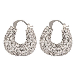Sparkly Diamond Silver Fashion Earrings, A Pair For Sale