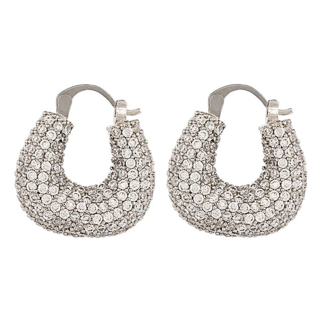 Sparkly Diamond Silver Fashion Earrings, A Pair For Sale