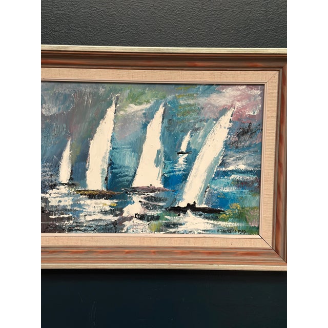 Bertil Thorell, Sailboats, 1977, Oil on Panel, Framed For Sale - Image 4 of 18