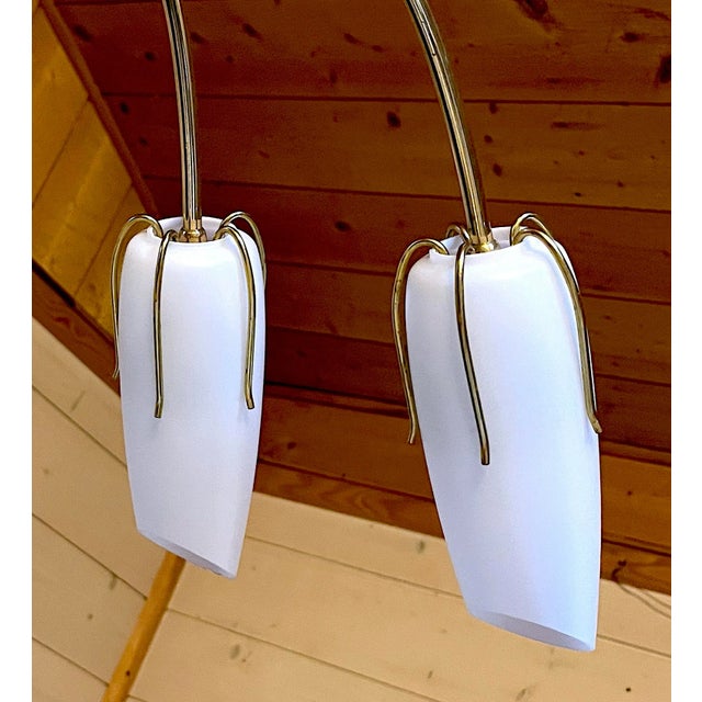 Mid-Century Spider Black & Brass Chandelier, Eight Lights, Italy For Sale - Image 6 of 7