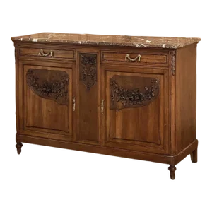 19th Century French Louis XVI Walnut Marble Top Buffet