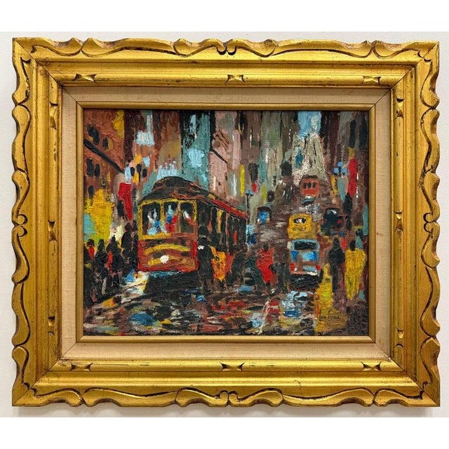Abstract Lee Colber San Fransisco Street Car Oil Painting, Impasto Techniques For Sale - Image 10 of 10