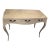 Elegant cream colored lacquered parchment writing desk that looks like goat skin, with bronze handles and cabriole legs....