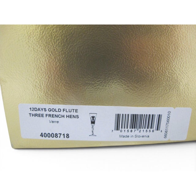 Waterford Crystal 3 French Hens 12 Days of Christmas Gold Champagne Flute in Box For Sale - Image 13 of 13