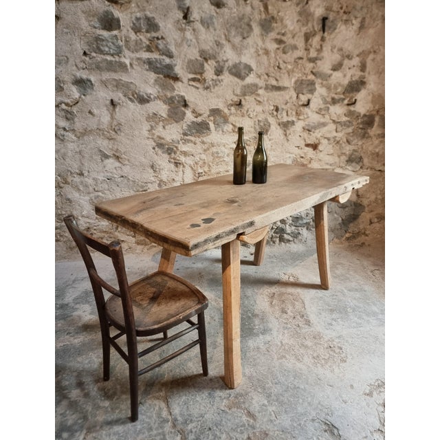 Primitive Oak Worktable, Hungary, 1910s For Sale - Image 12 of 17
