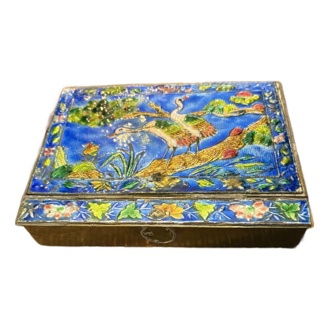 Chinoserie Enamel Brass Box Circa 1890 For Sale