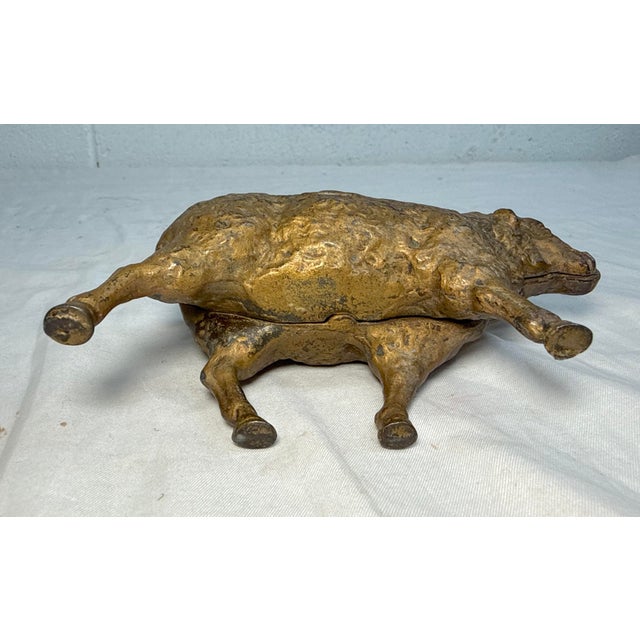 Antique Early 1900's Original Hubley Cast Iron Sheep Lamb Still Coin Bank For Sale - Image 12 of 12