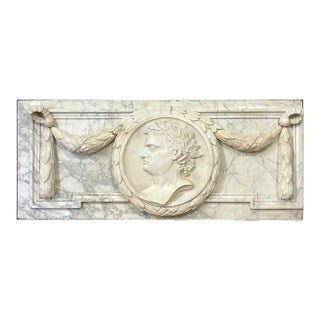 19th Century Italian Carved Marble Architectural Frieze Sculpture of Caesar For Sale