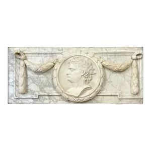 19th Century Italian Carved Marble Architectural Frieze Sculpture of Caesar