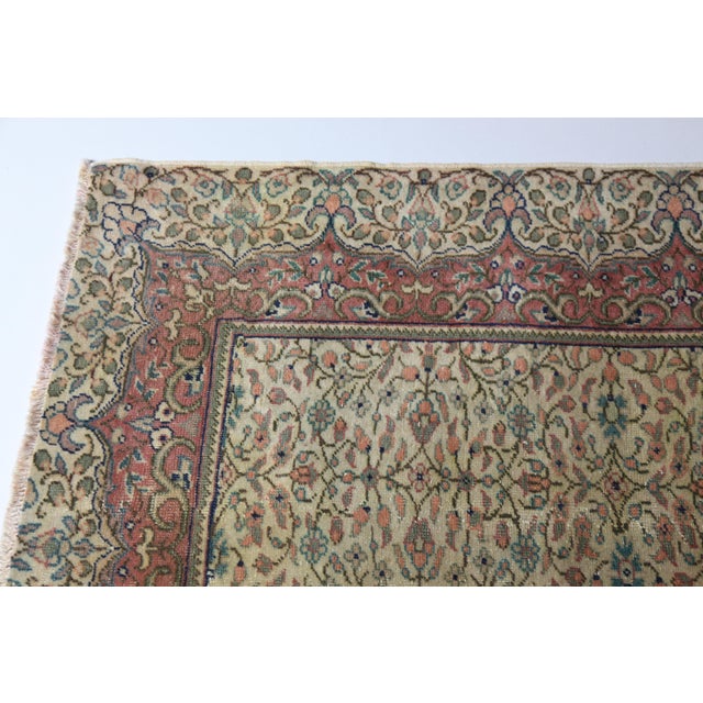 Tribal Vintage Kayseri Hand-Knotted Wool on Cotton Rug With Traditional Floral Motifs -4' 9'' X 6' 9'' For Sale - Image 3 of 13