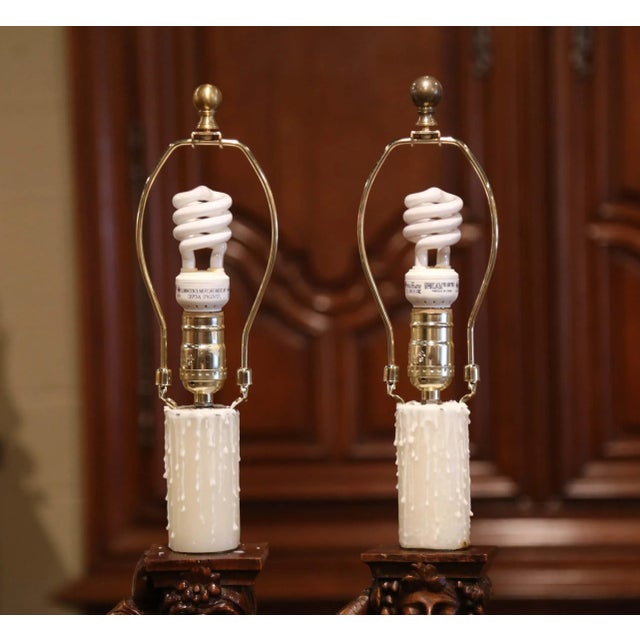 19th Century French Carved Walnut Cabaret Figures Lamp Bases - a Pair For Sale - Image 9 of 11