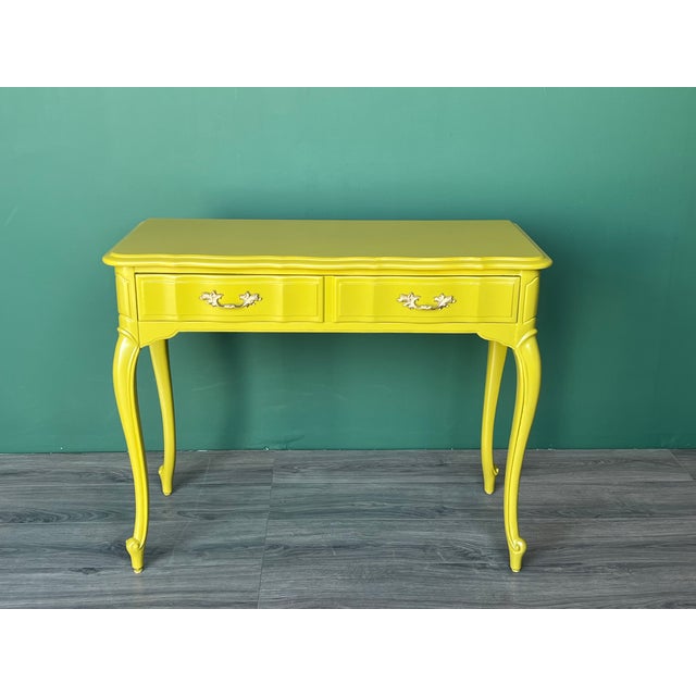 Late 20th Century French Provincial Willow Green Writing Desk For Sale - Image 13 of 18