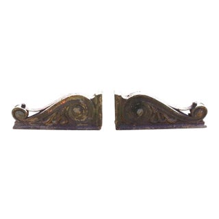 Pair Antique Cast Iron Architectural Scroll Form Corbels C1900 For Sale