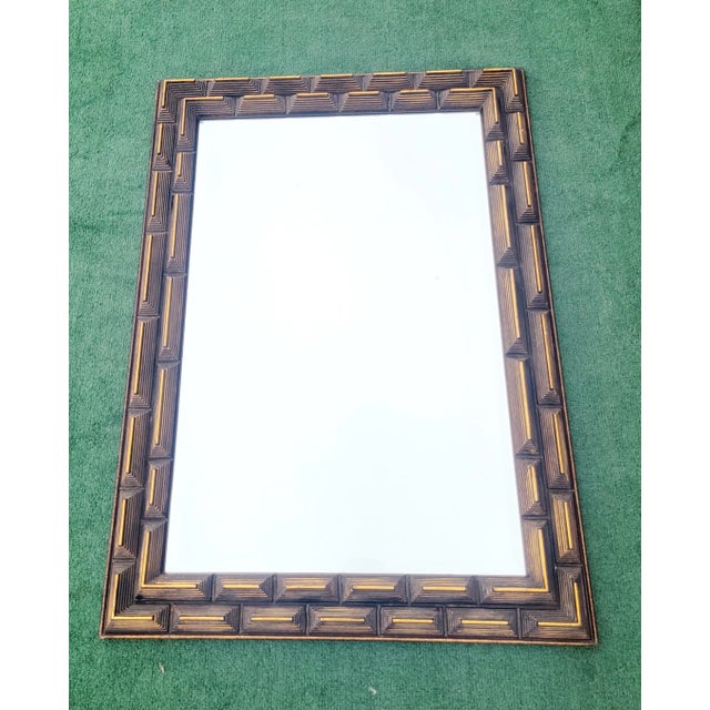 Vintage Antique Gold Double Layered Modern Rectangular Block Frame Wall Mirror For Sale In West Palm - Image 6 of 10