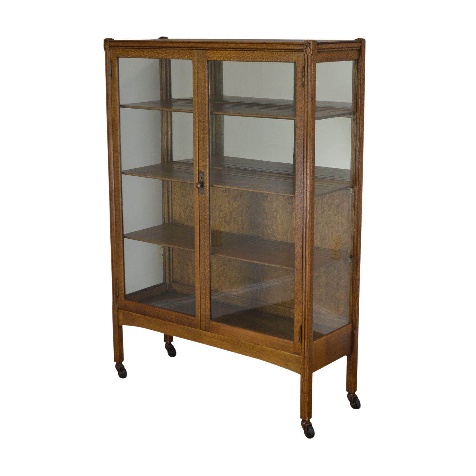 Art Nouveau Antique Golden Oak Bookcase China Cabinet Chairish
