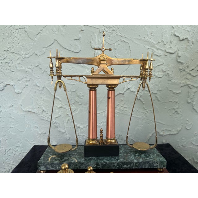 Franklin Mint 150th Anniversary Gold Rush Brass Balance Scale With Marble Base & Weights For Sale In Orlando - Image 6 of 12