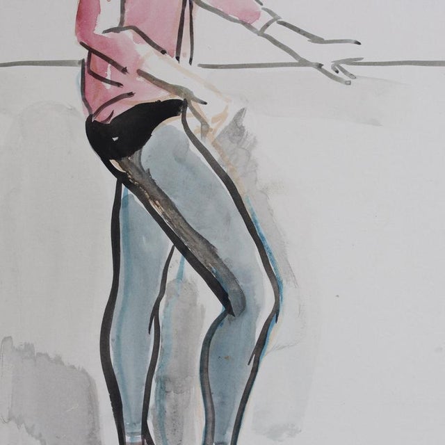 Yves Brayer, Muriel Belmondo at the Barre, 1962, Watercolor For Sale - Image 6 of 15