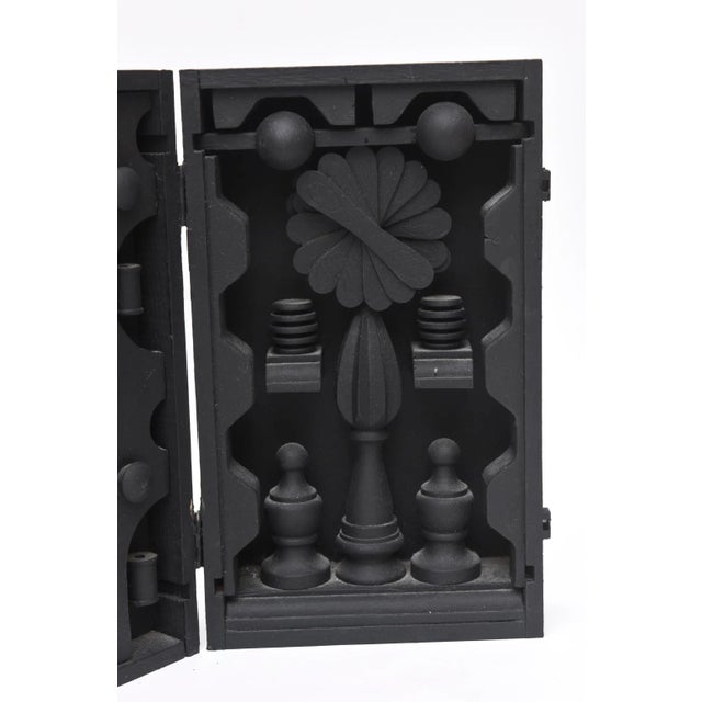 90's Louise Nevelson Style Dimensional Black Wood Assemblage Box Sculpture SIgned For Sale In Miami - Image 6 of 13