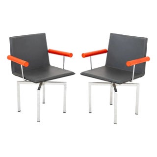 Il Loft "hi.02" Hils Leather Swivel Armchairs, Pair For Sale