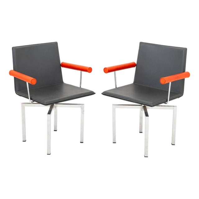 Il Loft "hi.02" Hils Leather Swivel Armchairs, Pr. For Sale