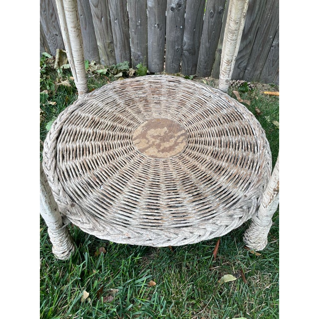 Antique Round Woven Wicker Table For Sale In New York - Image 6 of 8