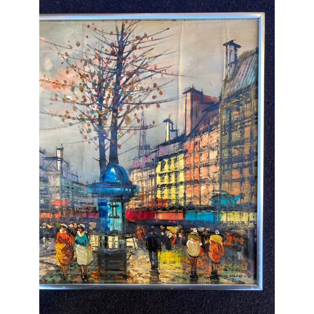 Mid-Century Modern Impressionist Paris Cityscape Oil Painting For Sale - Image 4 of 8