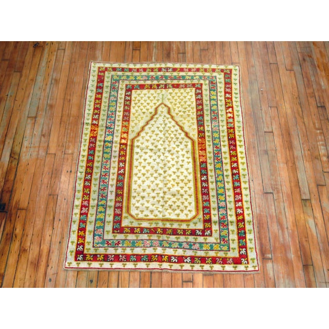 Textile Antique Zabihi Collection Turkish Ghiordes Prayer Rug - 3'8" x 5'4" For Sale - Image 7 of 10