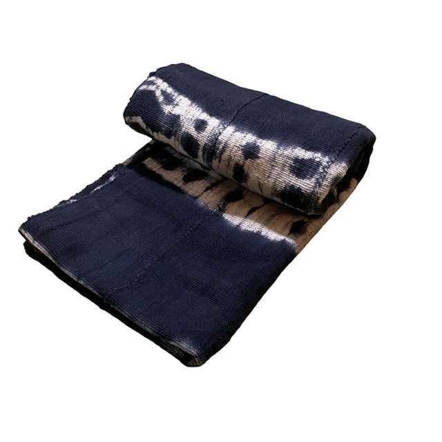 African Bogolan Textile Mud Cloth Gray & White 65" H For Sale - Image 4 of 7