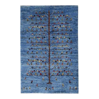 Pasargad DC Blue Color Fine Hand Knotted Persian Gabbeh Rug For Sale