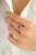 Metal 14k White Gold Sapphire Diamond Pear Engagement Ring Size 5.5 For Sale - Image 7 of 12