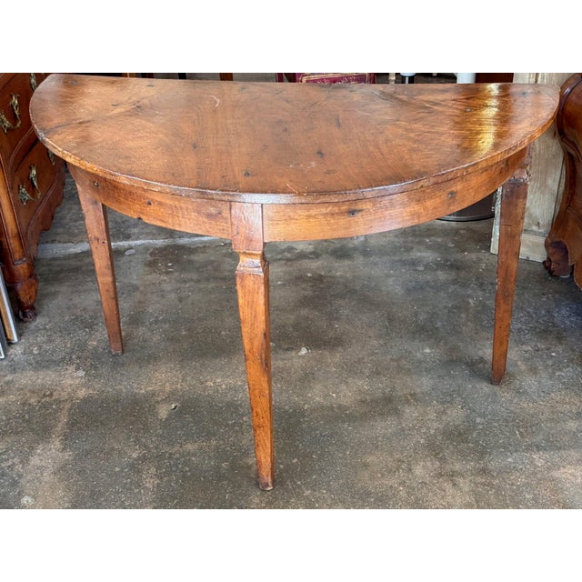 19th Century Walnut Demilune Table For Sale - Image 4 of 11