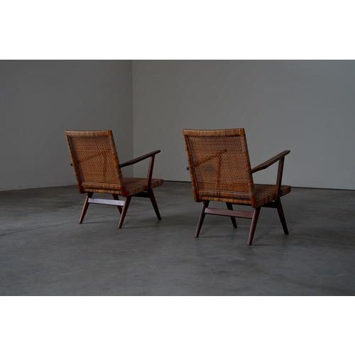 Wood Dutch Teak and Webbing Chairs, 1950s, Set of 2 For Sale - Image 7 of 17