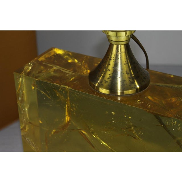 Mid-Century Modern Yellow Resin Table Lamp by Pierre Girardoux, 1960s For Sale - Image 3 of 6