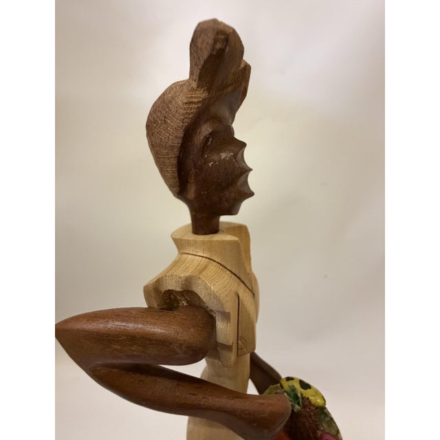Mid-Century Modern Mid-Century Modern Cuban Style Hand-Carved Wooden Female Figurine For Sale - Image 3 of 12