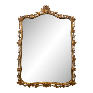 19th Century French Ornately Hand-Carved Gilded Mirror With Oak Leaf & Acorn Motif, Circa 1890 For Sale